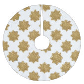 Gold Imitats Glitzer Snowflake Muster Polyester Weihnachtsbaumdecke (Vorderseite)