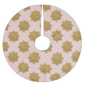 Gold Imitats Glitzer Snowflake Muster Rosa Polyester Weihnachtsbaumdecke (Vorderseite)