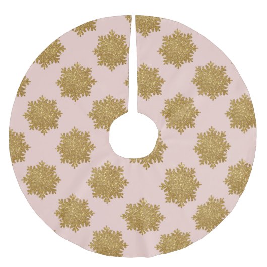 Gold Imitats Glitzer Snowflake Muster Rosa Polyester Weihnachtsbaumdecke (Vorderseite)