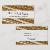 Gold Imitats Glitzer & White Chic Client Card Empfehlungskarte (Vorne/Hinten)