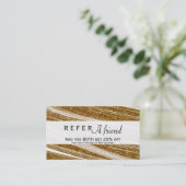 Gold Imitats Glitzer & White Chic Client Card Empfehlungskarte (Stehend Vorderseite)