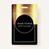 Gold Imitats Metallic auf Black Event Planner Name Ausweis (Vorderseite)