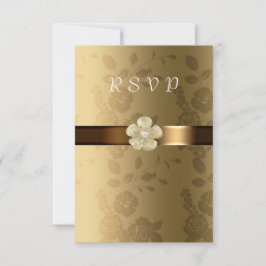 Gold, Imitats Satin Ribbon, elegant, kundenspezifi RSVP Karte