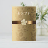 Gold, Imitats Satin Ribbon, elegant, kundenspezifi RSVP Karte (Stehend Vorderseite)