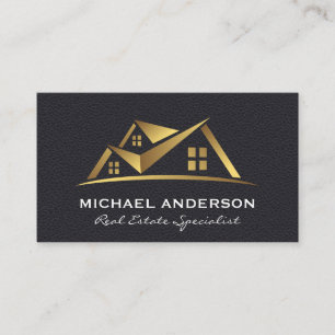 Gold Immobilien Logo   Leder Visitenkarte