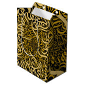 Gold in arabischen Buchstaben Mittlere Geschenktüte (Rückseite Schrägansicht)