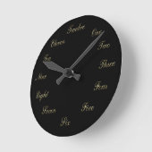 Gold in Black Clock Runde Wanduhr (Winkel)