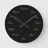 Gold in Black Clock Runde Wanduhr (Vorderseite)