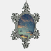 Gold in den Wolken Schneeflocken Zinn-Ornament (Links)