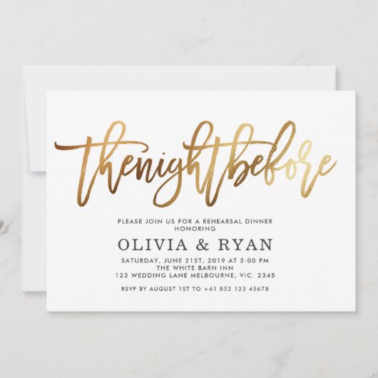 Gold in der Nacht vor der Einladung (Vorderseite)