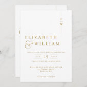 Gold in einer Minimalistischen modernen Monogramm- Einladung (Vorne/Hinten)