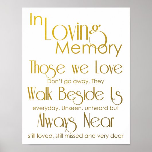 Gold in Love Memory Wedding Sign Poster (Vorne)