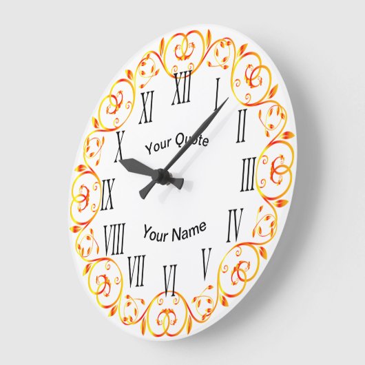 Gold in Roten Reben mit vertikalen römischen Zahle Große Wanduhr (Winkel)