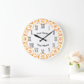 Gold in Roten Reben mit vertikalen römischen Zahle Große Wanduhr (Zuhause)