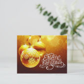 Gold in White Frohe Weihnachtsschmuck Feiertagspostkarte (Stehend Vorderseite)