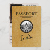 Gold India Passport Save the Date (Vorne/Hinten)