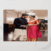 Gold Indian Engagement Party Folieneinladung (Rückseite)