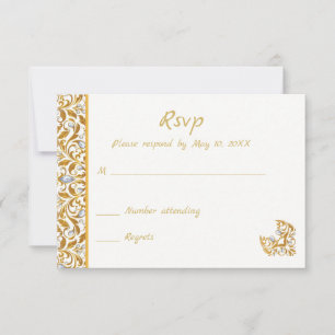 Gold Indian Hindu Wedding Invitation UAWG RSVP Karte