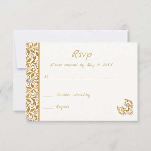 Gold Indian Hindu Wedding Invitation UAWG RSVP Karte (Vorderseite)