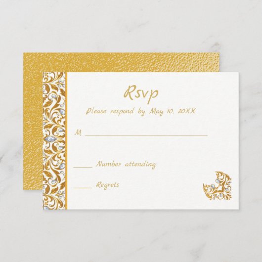 Gold Indian Hindu Wedding Invitation UAWG RSVP Karte (Vorne/Hinten)