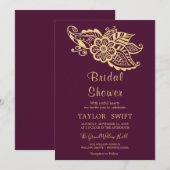 Gold Indian Paisley Bridal Dusche Einladung (Vorne/Hinten)