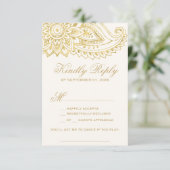 Gold Indian Paisley Song Request RSVP Card (Stehend Vorderseite)