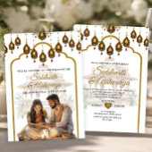 Gold Indian Wedding Zeremonie Roka Hindu Bollywood Einladung