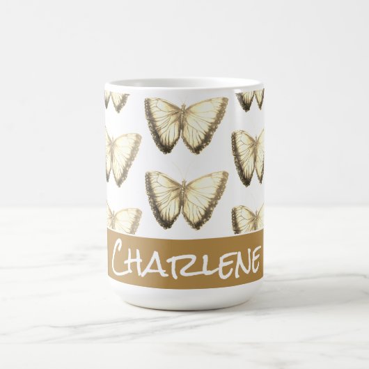 Gold Individuelle Name Niedlich Schöne Schmetterli Kaffeetasse (Mittel)