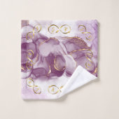 Gold Infinity Initial Monogram auf lila und gold Badhandtuch Set (Waschlappen)