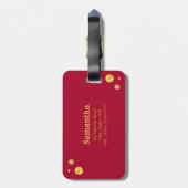 Gold Infinity Symbol & Confetti auf Burgund Gepäckanhänger (Rückseite vertikal)