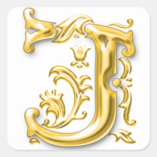 Gold Initial J Hauptstadt Letter Sticker (Vorderseite)