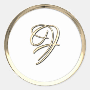 Gold Initial Monogram F Script Jegliche Farbe Runder Aufkleber