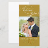 GOLD INITIAL SCRIPT WEDD DANK FOTOKARTE DANKESKARTE (Vorne/Hinten)