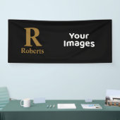 Gold Initial/Vorname/Familienname auf schwarz Banner (Messe)