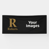 Gold Initial/Vorname/Familienname auf schwarz Banner (Horizontal)