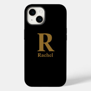 Gold Initial/Vorname/Familienname auf schwarz Case-Mate iPhone 14 Hülle