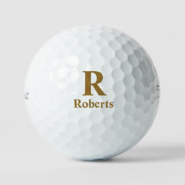 Gold Initial/Vorname/Familienname auf schwarz Golfball