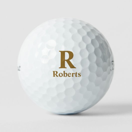 Gold Initial/Vorname/Familienname auf schwarz Golfball (Vorderseite)