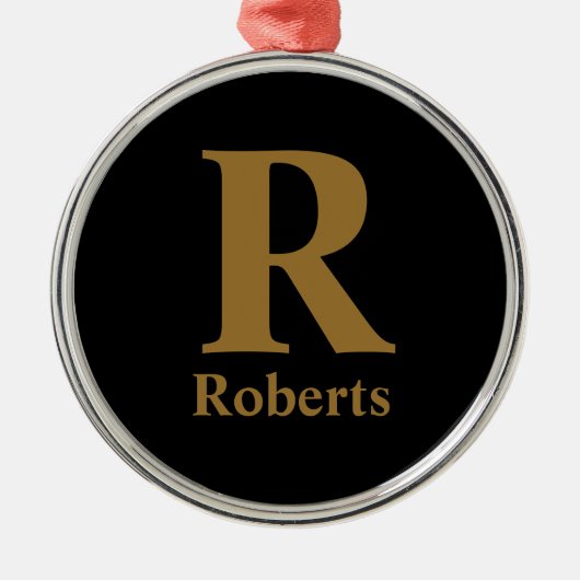 Gold Initial/Vorname/Familienname auf schwarz Ornament Aus Metall (Vorne)