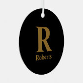 Gold Initial/Vorname/Familienname auf schwarz Ornament Aus Metall (Vorderseite Rechts)