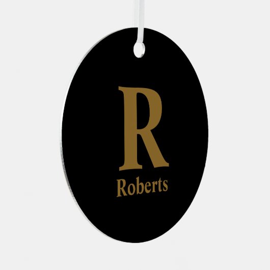 Gold Initial/Vorname/Familienname auf schwarz Ornament Aus Metall (Vorderseite Rechts)