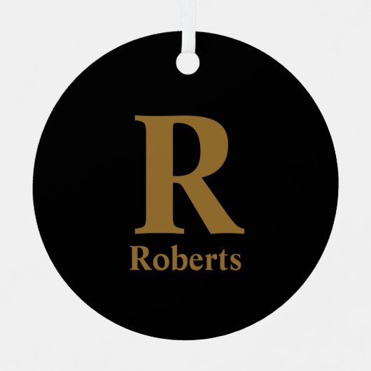 Gold Initial/Vorname/Familienname auf schwarz Ornament Aus Metall (Vorderseite)