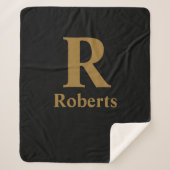 Gold Initial/Vorname/Familienname auf schwarz Sherpadecke (Vorderseite)