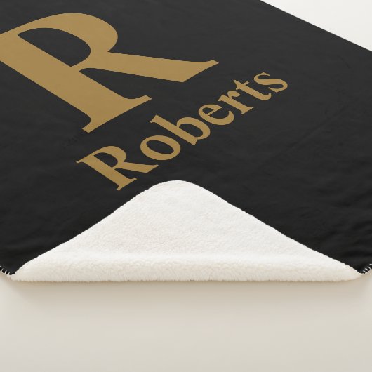 Gold Initial/Vorname/Familienname auf schwarz Sherpadecke (3/4)
