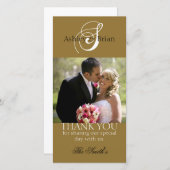 Gold Initial Wedding Dankeschön Foto Cards Dankeskarte (Vorne/Hinten)