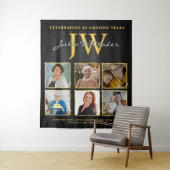 Gold Initials Custom Birthday Background mit Foto Wandteppich (Beispiel)