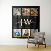 Gold Initials Custom Birthday Background mit Foto Wandteppich (Beispiel)