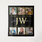 Gold Initials Custom Birthday Background mit Foto Wandteppich (Vorderseite)