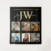 Gold Initials Custom Birthday Background mit Foto Wandteppich (Vorderseite)