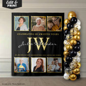 Gold Initials Custom Birthday Background mit Foto Wandteppich